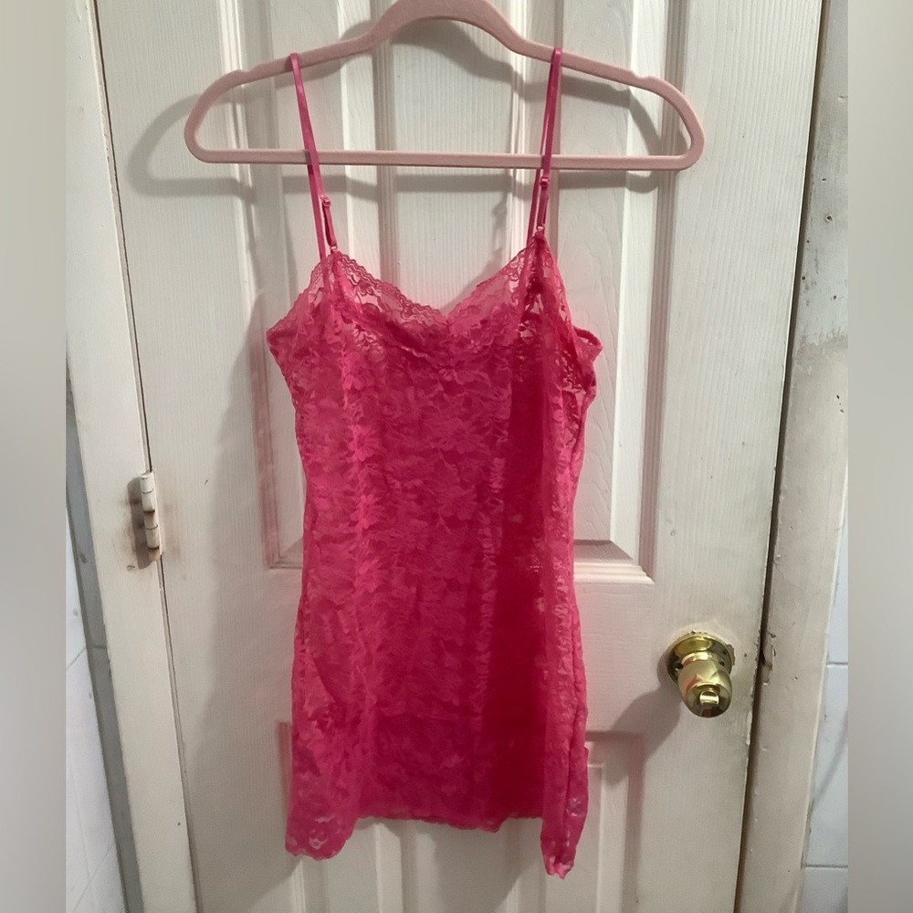 Womens Lace Babydoll Slip Dress Size M Pink Fairy Laying Sexy